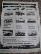 VICTORIA CARRIAGE Co AUCTION CAR STOCK LIST 1978 ADVERT A4 FILE 43
