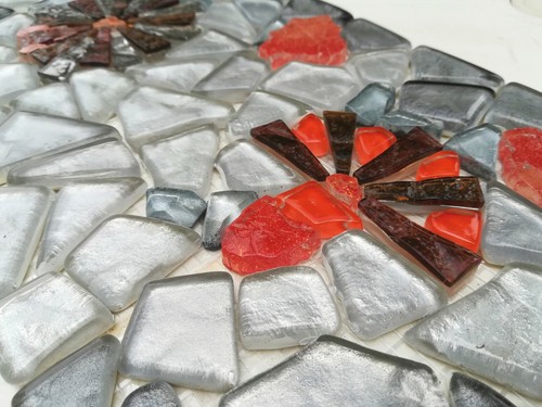 Pannello Mosaico Floreale in vetro 20x40 fatto a mano su rete - Foto 3 di 9