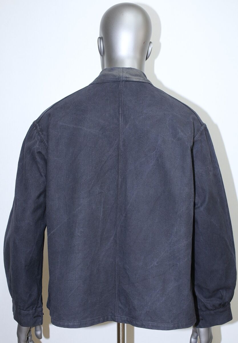 French 50s Faded Black-Dyed Cotton Twill V Pockets Work French 50s Faded Black-Dyed Cotton Twill V Pockets Work