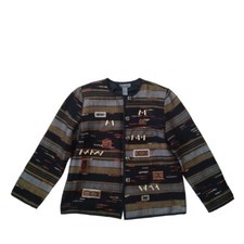 Indigo Moon Black Brown Vintage Patchwork Blazer Jacket Women's Size Medium