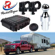 OEM Puck System 2-5/16" Gooseneck Ball & Safety Chain Anchor Kit 30k Lb 60692