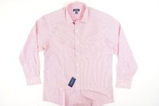 CLUB ROOM STRIPED RED PINK 15.5 34-35 REGULAR DRESS BUTTON FRONT SHIRT MENS NEW