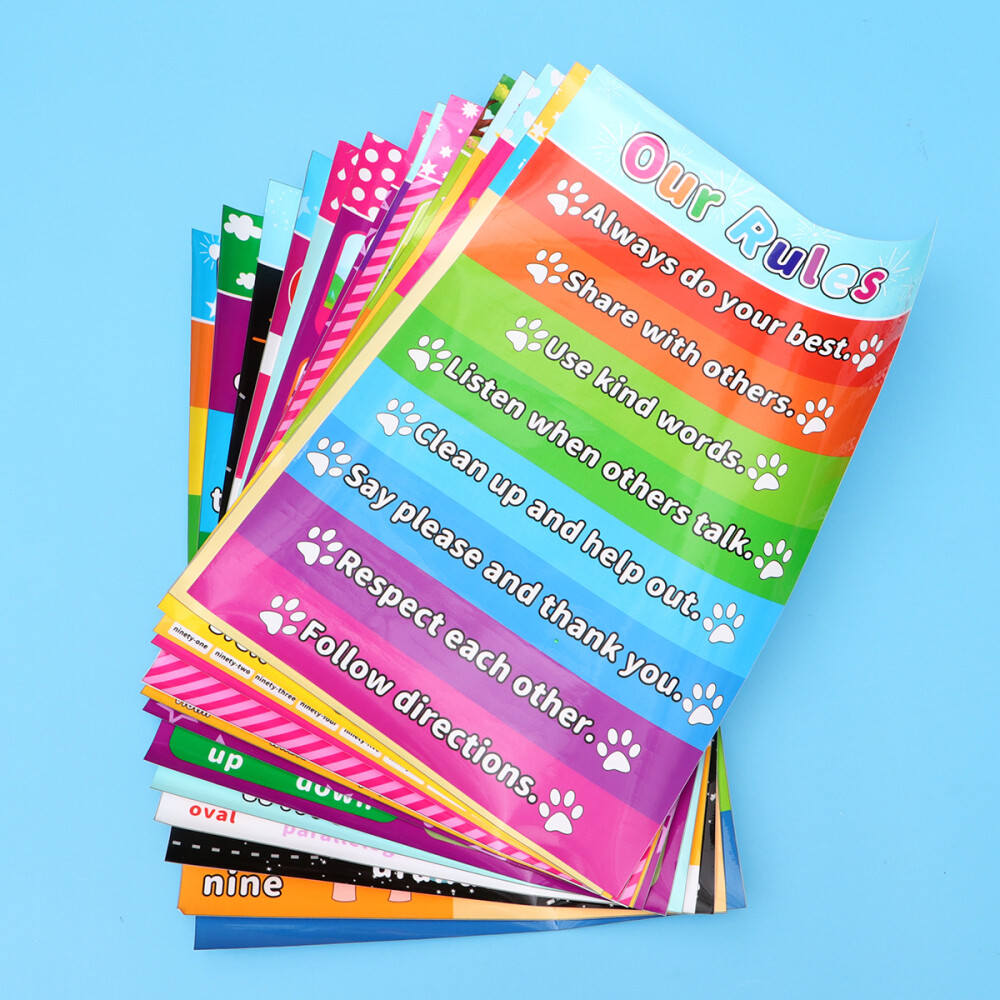 14pcs Posters Nursery School Posters Children's Educational Wall