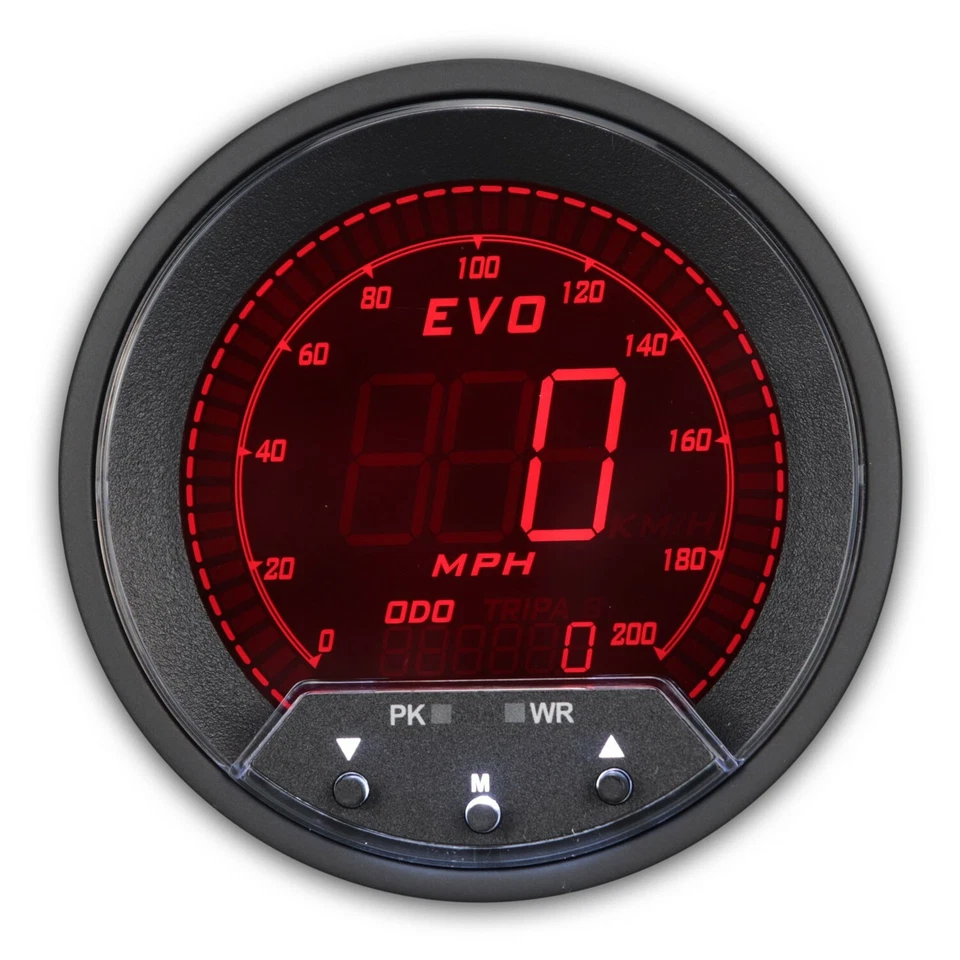 EVO 85mm Digital GPS Speedometer 200 MPH 4 Color LCD Trip Peak Recall & Warning - Image 2 of 4