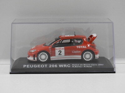Miniature Peugeot 206 WRC #21 Burns-Reid 1:43 - Modèle Rallye En Métal, Occasion, Miroir Manquant
