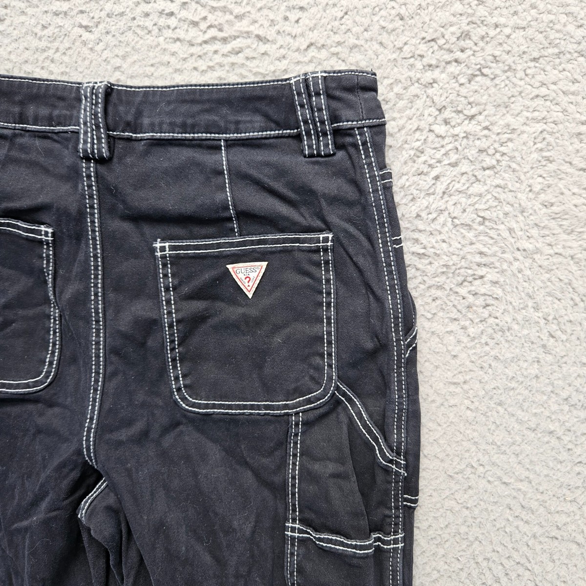 パンツ 90s vintage GUESS baggy black denim Guess Jeans Mens Size Small Black Denim Baggy Carpenter