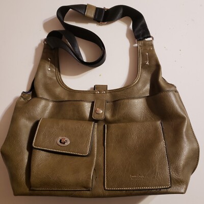 Seven Days Lifestyle Dreams Vegan Leather Olive Green Shoulder Tote 