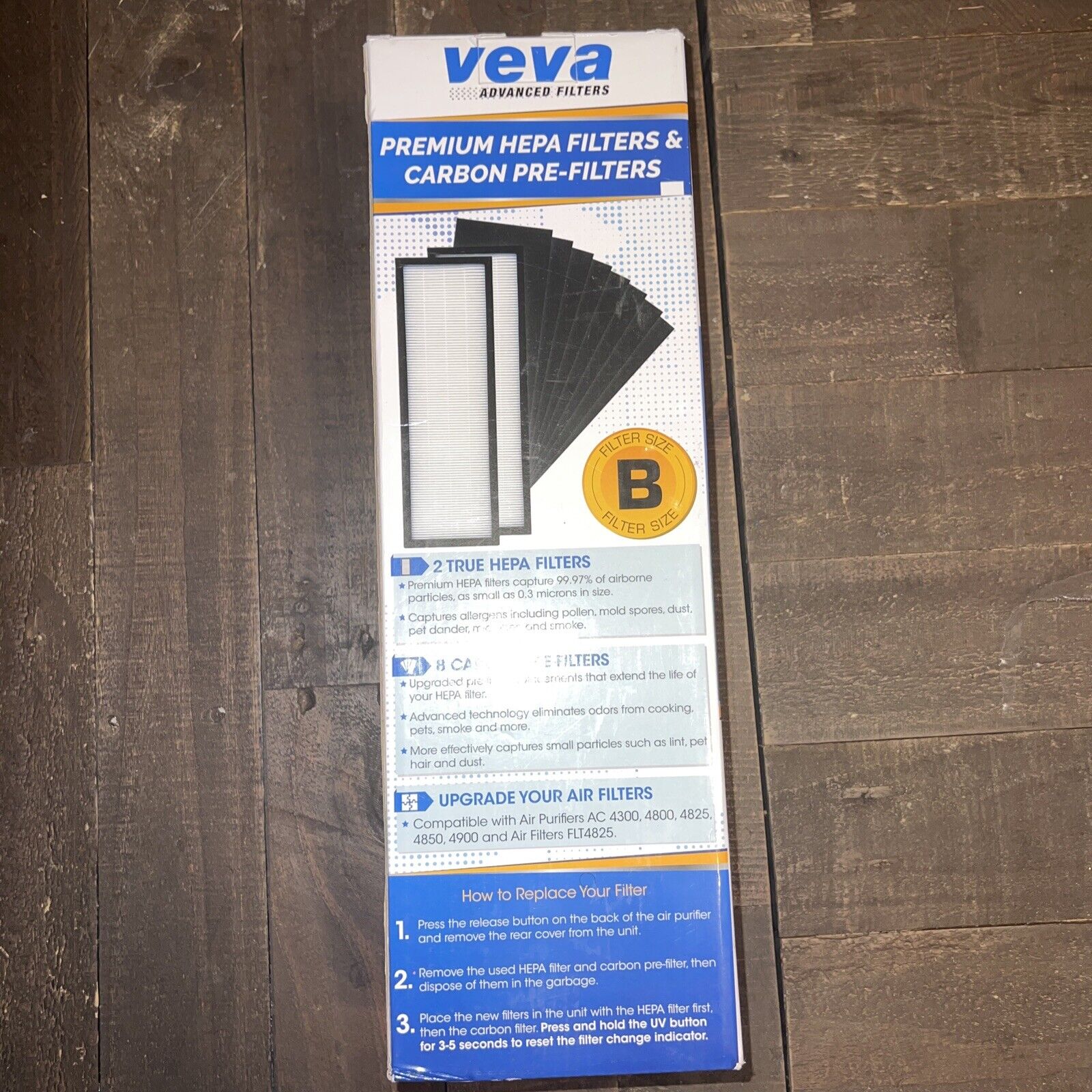 Veva Advanced Filter Size B 2 Hepa Filters and 8 Pre-Carbon Filters