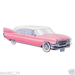 50s Grease Sock Hop Party Decoration Pink Cruisin Car Cadillac