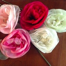 Vintage Millinery Flower Rose 6" Choose White Ivory Pink  Rosy Red for Hat Y265