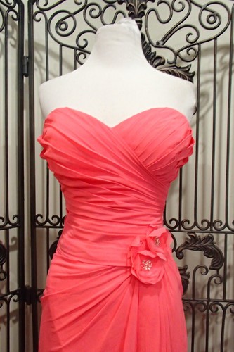 580 Bill Levkoff 985 Koralle Größe 12 253 $ Blumenakzent formelles Kleid Dress - Bild 2 von 10