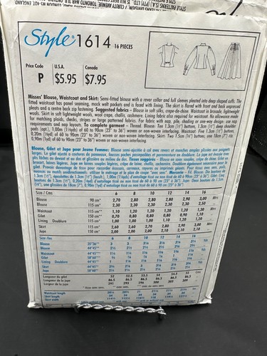 Vtg Style 1614 Pattern Misses Waist Coat Long Pleated Full Skirt Pattern Size 8 - Picture 2 of 2