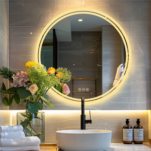 Circle Round LED Bathroom Mirror Anti-Fog Backlit LED 3000-6000K Dimmable Mirror - Bild 5 von 14