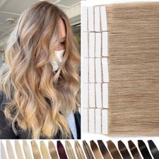 Thick Tape In Skin Weft 100 Remy Human Hair Extensions 100G Full Head Blonde US