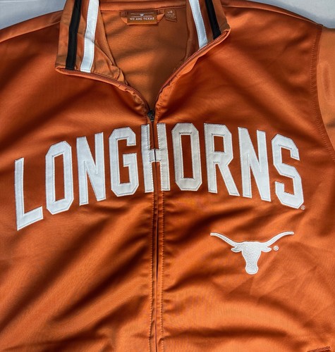 Giacca uomo Texas UT Longhorns full zip finto collo twill cucito logo giacca grande - Foto 2 di 8