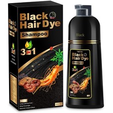 500 ml 3 en 1 Champ  de Tinte para el Cabello para Mujeres y Hombres Negro