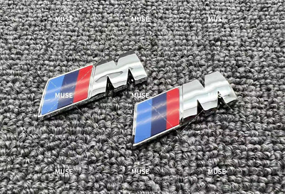 x2 Genuine Style M Performance Sport Silver Fender 4.6cm Emblem Badge M X Series