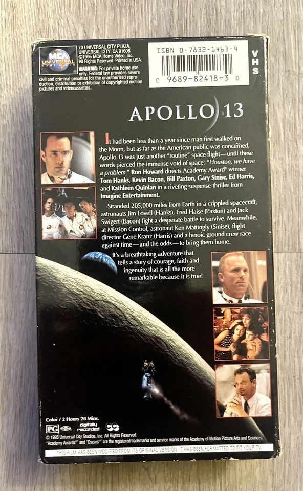 Apollo 13 VHS Movie Tom Hanks Kevin Bacon Bill Paxton Ed Harris - Image 3 of 4