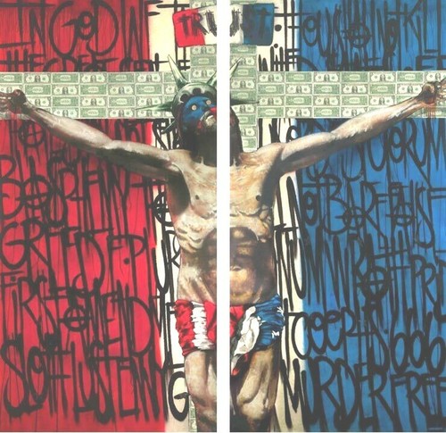 Chor Boogi Artwork Signed Modern Art  Shape  Print 96" 96" Spray Paint  Canvas