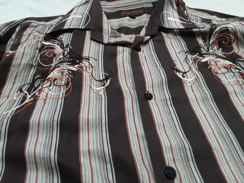 Camisa Jeans Knockout Manga Larga Bordada Marrón Country 2XL Puños Franceses Leer Foto 2 de 4