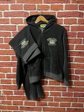 Vintage Large Y2K Juicy Couture Velour Tracksuit Grey Hoodie Full Zip Pants