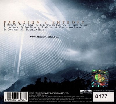 BLEED THE SKY PARADIGM IN ENTROPY NEW CD