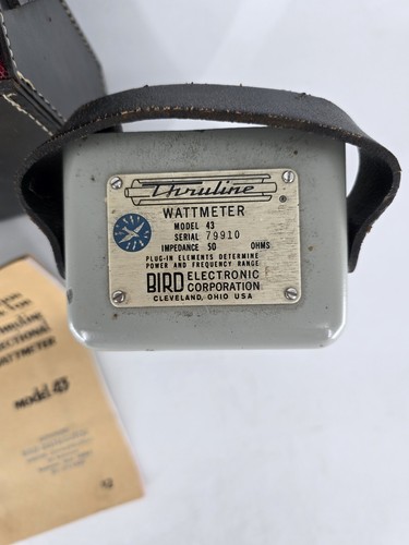 VTG Bird Thruline Model 43 RF Wattmeter Power Meter + 5 Slugs + Leather Case - Zdjęcie 6 z 17