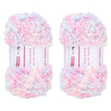 2pcs Fur Yarn Polyester Yarn Fluffy Chunky Yarn Colorful for Crocheting,50m