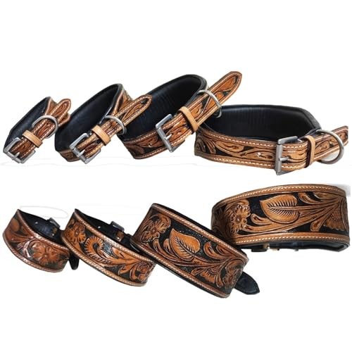 Majestätisches Ally Leder Hundehalsband - Handarbeit, gepolstert mit Antikfinish. - Bild 1 von 6
