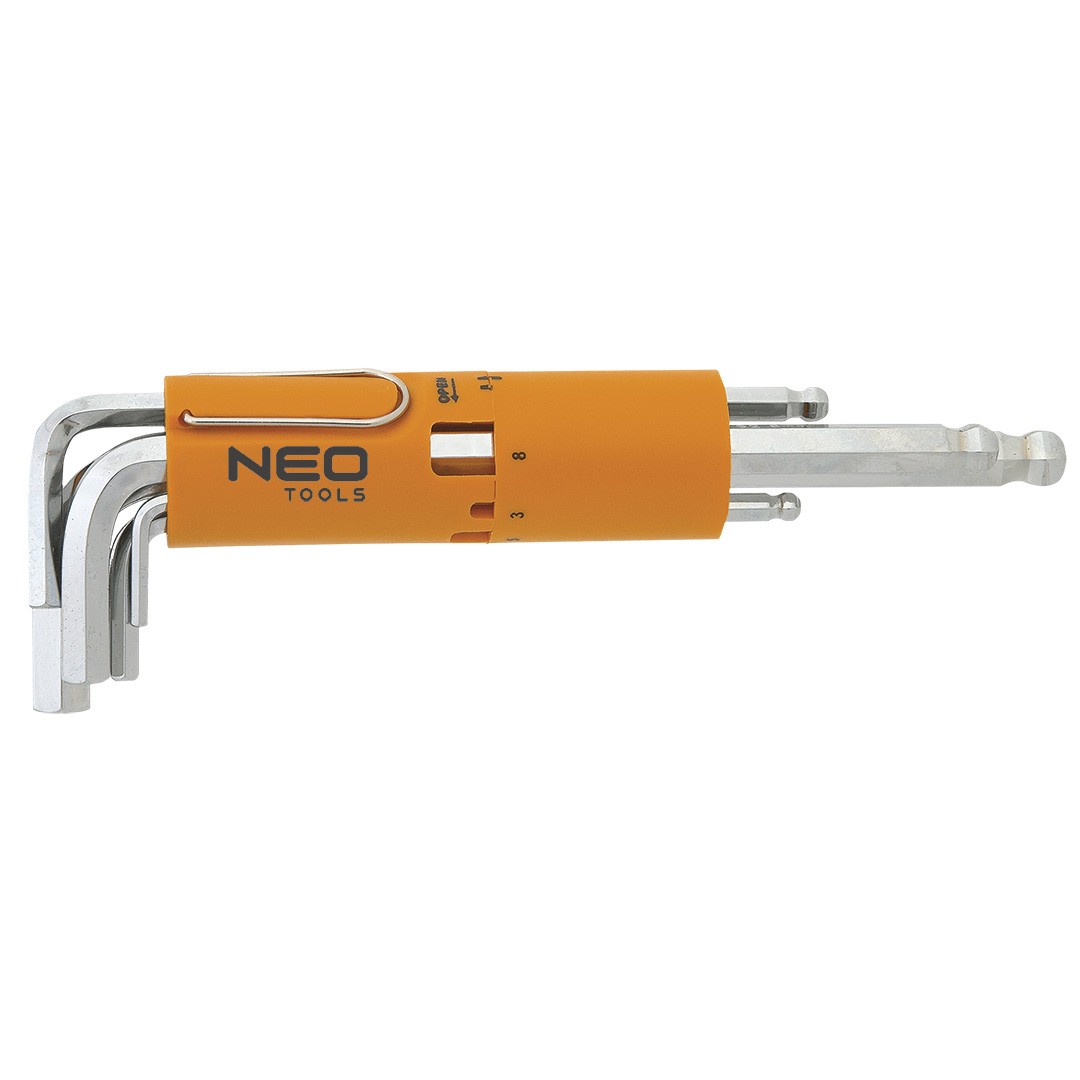 Neo , Sechskantschlüssel, Sechskantschlüssel, Lang, Runder Boden 2-10 Mm, 8-Tlg. - Bild 4