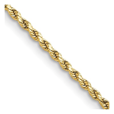 10k Gelbgold 2mm Halbmassiv Diamantschliff Seil Kette Halskette 24'' 2,79gm