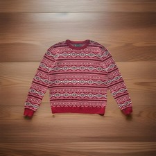 New Brooks Brothers Boys Fair Isle Sweater Red/Black/White Crew Neck Size 14Y