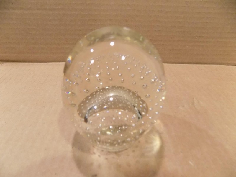 Pilgrim Art Glass 3 1/2" Egg Shape Paperweight Central Orb & Controlled Bubbles