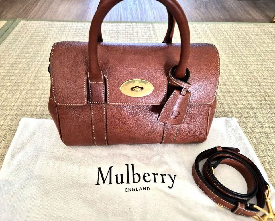 Mulberry Bayswater Satchel Leather Handbag Shoulder Bag Brown Used W/Dust bag