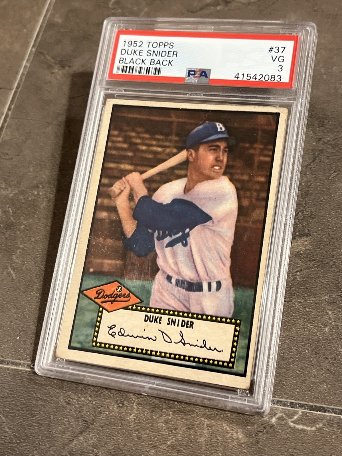 🟦🔥Duke Snider🔥🟦1952 Topps #37 HOF PSA 3 VG-EX CENTERED Dodgers BLACK BACK view 8