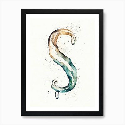 S Buchstabe, Alphabet minimalistisches Wasser gerahmtes Wandbild Poster Leinwanddruck Bild