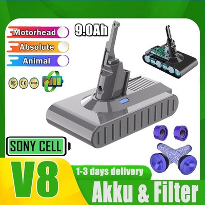 Akku Für Dyson V8 SV10 Ersatzakku 9000mAh Fluffy Animal Absolute V8 Staubsauger