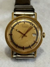 Wonderful Vintage Timex Wristwatch Mechanical Movement Running Red Accents