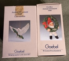 vintage LOT OF 2 GOEBEL ANNUAL CHRISTMAS ORNAMENTS 1986 1989 w Germany WOW