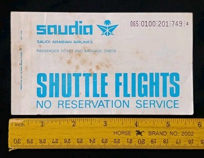 Saudi Arabia Early Vintage Shuttle Flight No Reservation Service Airlines Ticket
