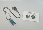 Lia Sophia Silver Tone Blue Rhinestone Pendant Necklace & Earrings 14.5g — photo 1