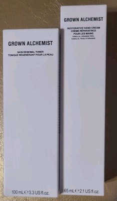 GROWN ALCHEMIST LOT OF 2 ITEMS RENEWAL TONER & HAND CREAM BOTH FULLSIZE NIB