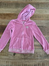 Juicy Couture Girls Pink Velour Full Zip Hoodie Long Sleeve Size 7 Logo