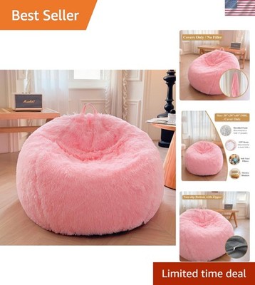 Comfy Bean Bag Cover for Living RoomNo Filler, Fluffy Stuffed Animal Storage ...
