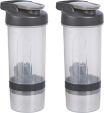 Shaker Bottle with Mixer Ball – 592-Ml, 2-Pack, Grey