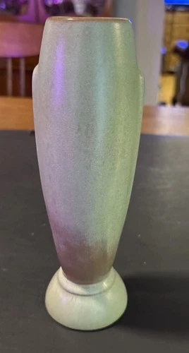 Vintage Frankoma Pottery Bullet Bud Vase # 43 Crocus Prairie Green 8" Tall