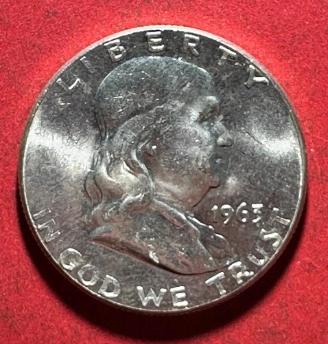 1963 Choice Uncirculated US Franklin SILVER Half Dollar! "Philadelphia" Mint!