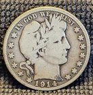 1914 S Barber Silver Half Dollar - F Condition