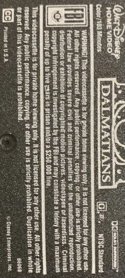 RARE! White Clamshell Case Disney’s 101 Dalmatians VHS Movie Tape 1956 VERY GOOD - Image 4 of 4