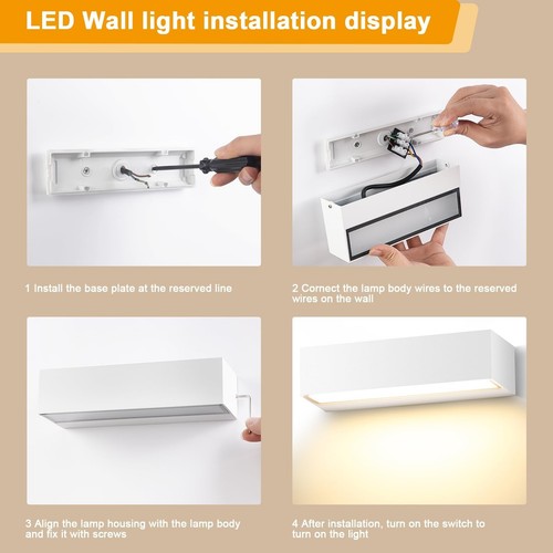 18W Applique da Parete Interno/Esterno Bianco 30Cm Lampade da Parete 3000K - Foto 13 di 24